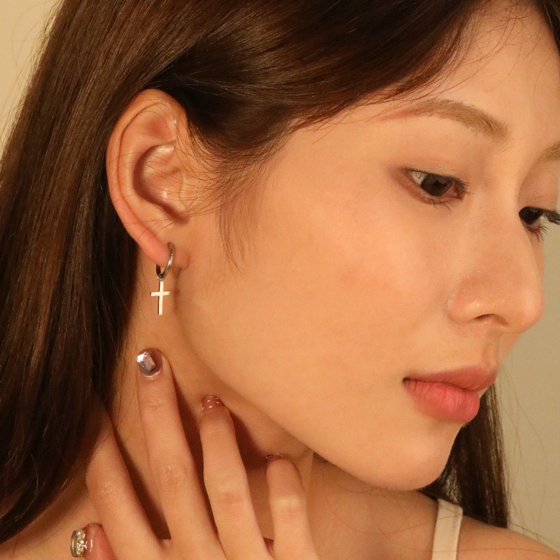 Women's Stainless Steel Cross Drop Earrings Hypoallergenic Fade Resistant